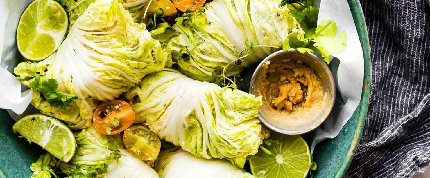 miso chicken cabbage wraps